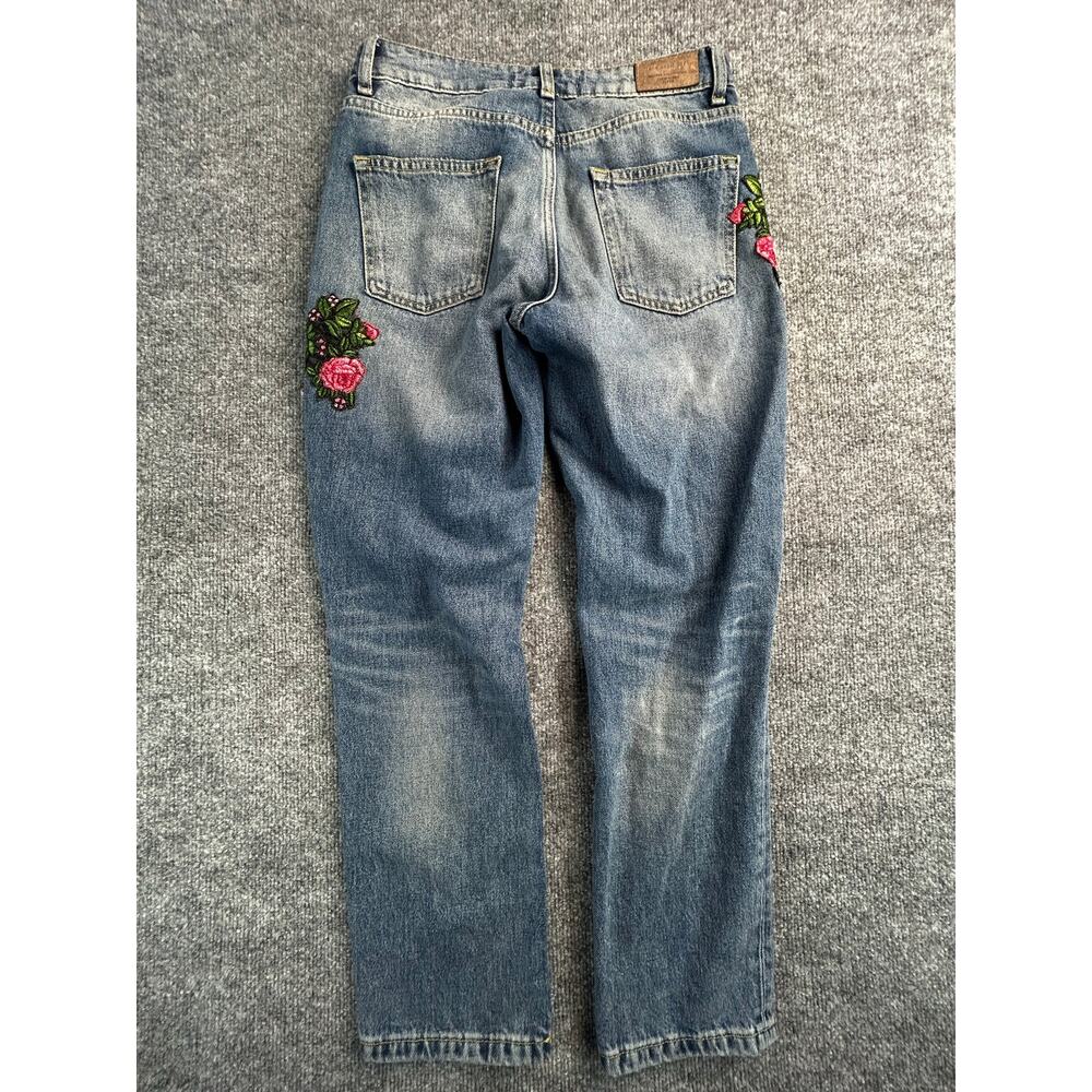 Zara Basic Z1975 Floral Sequin Distressed Boyfriend Jeans Women's US 2 - Picture 5 of 12